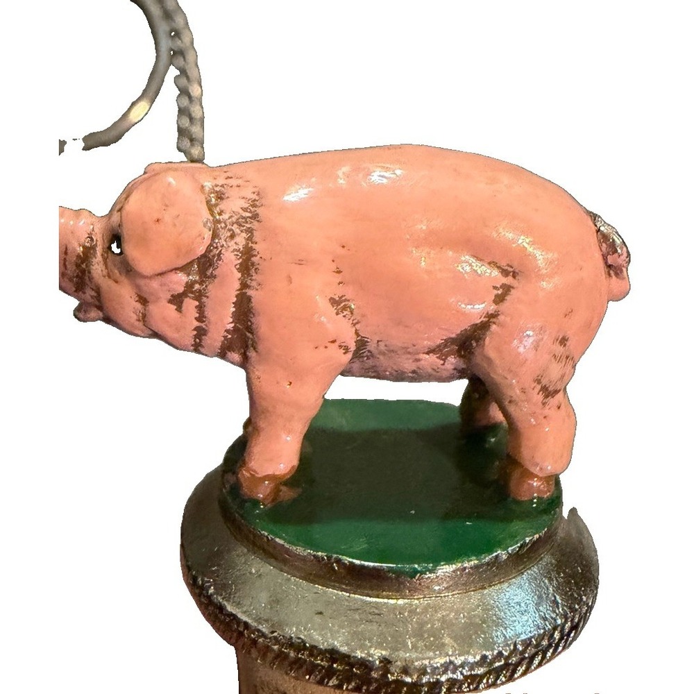 Vintage Pink Pig Cork Bottle Stopper Keychain Novelty Barware Farm Animal - Picture 4 of 7